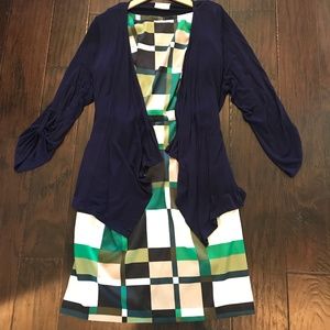 Colorblock sleeveless knee length sheath dress